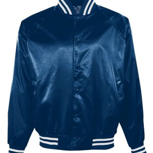 Augusta Adult Satin Baseball Jacket/Striped Trim